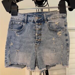 SHEIN Light Blue Distressed Jean Shorts